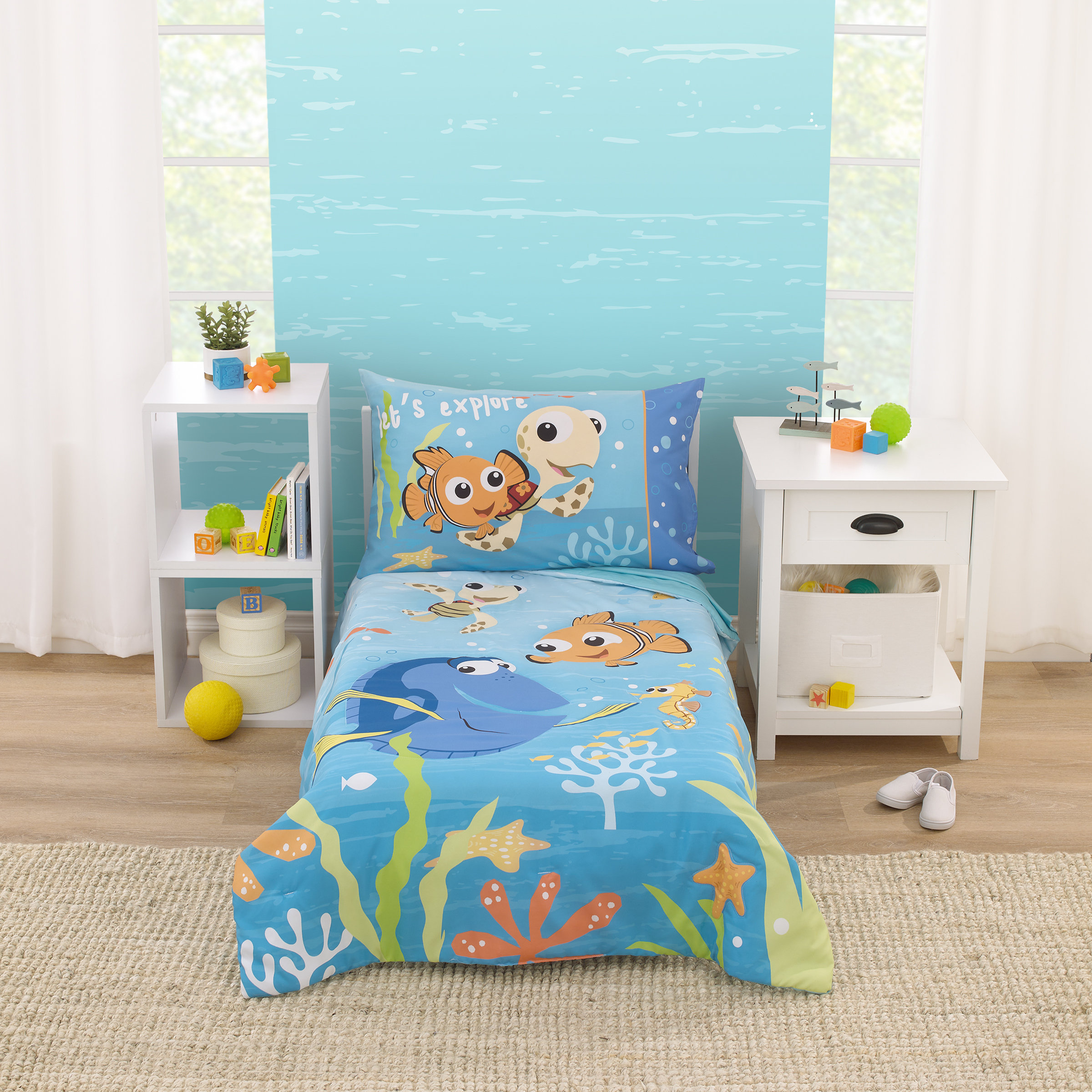 Disney Nojo Finding Nemo Let s Explore Toddler Collection Disney Pixar Toddler Bedding Set Wayfair